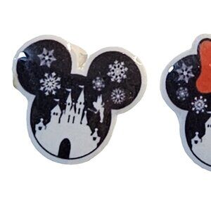 Acrylic Mouse Ears & Bow Post Earrings - New
